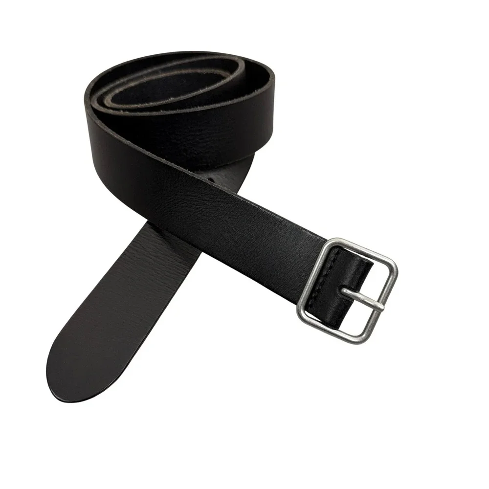 Lucky Brand Belt Mens Large Black Leather Silver Square Buckle BUW0538 Casual